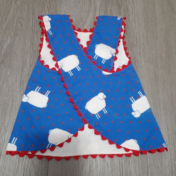Saks Fith Avenue Vintage Baby Top / Over Dress Sheep - Picture 6 of 6